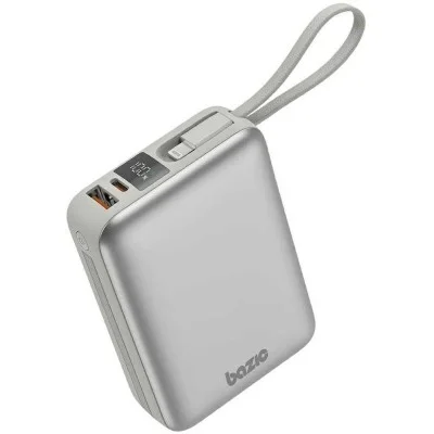 Bazic Gopower Fusion Mini 20K, 3In1 20000Mah Powerbank With Built-In Usb-C And Lightning Cable - Pebble
